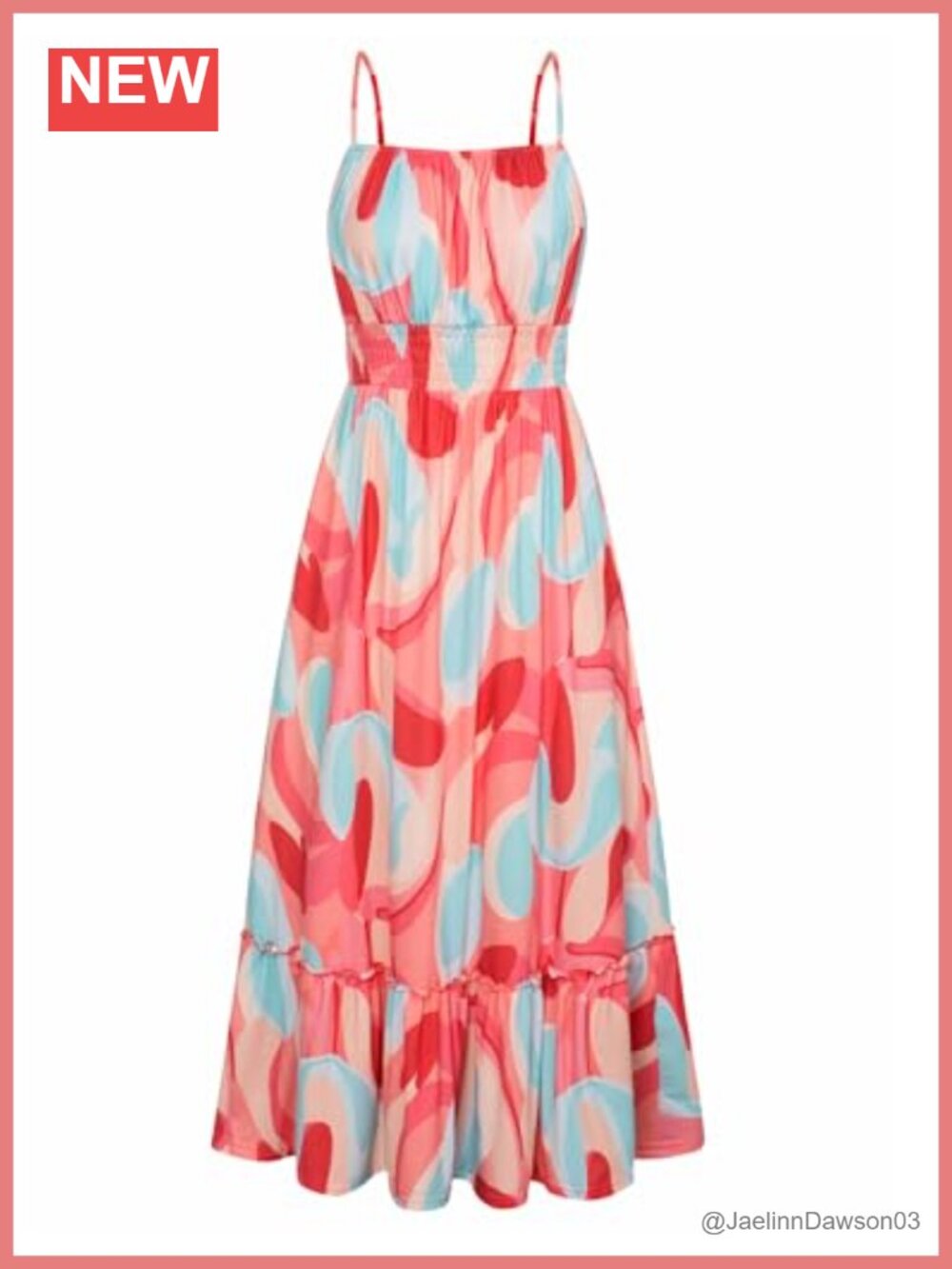 Boho Maxi Sundress with Pockets Smocked Waist Adjustable Spaghetti Straps